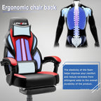 LEMBERI Big and Tall Gaming Chair, 400lb Capacity, Red | Heavy-duty steel frame, wide seat & high back, PU leather, reinforced footrest, linkage armrests for PC desk & office