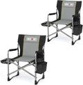 Overmont 2PCS Oversized Lightweight Camping Chair - Portable Comfortable Heavy Duty Foldable Directors Chairs with Side Table & Cooler Bag for Outside Camp Beach Picnic Lawn and Fishing Support 400lbs