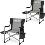 Overmont 2PCS Oversized Lightweight Camping Chair - Portable Comfortable Heavy Duty Foldable Directors Chairs with Side Table & Cooler Bag for Outside Camp Beach Picnic Lawn and Fishing Support 400lbs