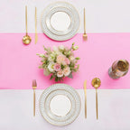 SHEJIZE 10 Pack Pink Satin Table Runner 12x108 Inches Long, Bright Silky Smooth Satin Table Runner Table Decor for Wedding Banquet Christmas Prom Event Birthday Party