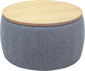 Round Storage Ottoman, 2 in 1 Function, Work as End Table and Ottoman, Dark Grey (25.5"x25.5"x14.5")