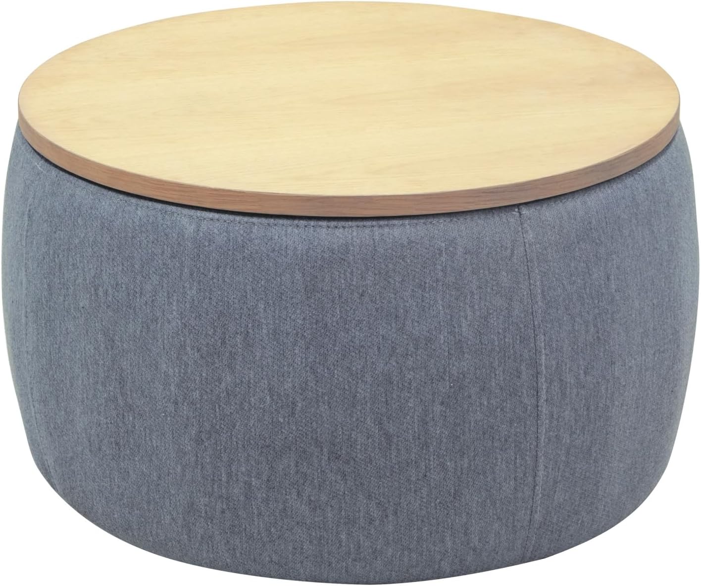 Round Storage Ottoman, 2 in 1 Function, Work as End Table and Ottoman, Dark Grey (25.5"x25.5"x14.5")