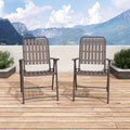 Patio Folding Chairs, Set of 2 Brown Outdoor Portable Chairs with 350 lb Capacity, Rust-Resistant Stain-Proof No Assembly Seating for Garden Balcony