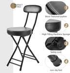 H HOMEWINS Folding Stool,23.6" Portable Foldable Bar Stool Chair | 1PCS Counter Height Bar Stool with Back for Fishing Hiking Gardening Travel BBQ