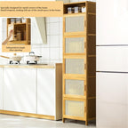 Narrow Kitchen Pantry Cabinet with Doors Storage Rack for Spices Free Standing Organizer Bamboo Storage Cabinet for Small Space Kitchen(43cm*32cm*97cm)