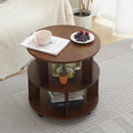 Solid Wood Coffee Table with Wheels,Modern Rolling Side Table for Living Room,Mobile Bedside End Table - Easy Assembly- Finish Circle Center Table with Lockable Casters