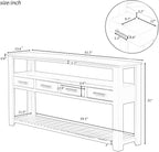 LKTART Console Table for Entryway with 4 Drawers,61.5'' Long Sofa Table with 3-Tier Open Shelves,Entry Table for Hallway,Foyer,Living Room,Black