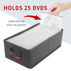 NUSWOR DVD Storage Box - DVD Storage Solutions 4Pack- Grey | Stackable DVD Case Holder Organizer - Holds up to 100 DVDs - 15.75 x 8.1 x 6.1 inches