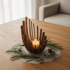 Lotus Shaped Candle Holder - Festive Candle Holder Handmade with Layered Petals and Central Tunnel Design, Classic and Elegant Home Décor, Festive Vibe, Christmas Decorations