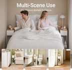 SoBuy Narrow Nightstand Set of 2 | Slim Bedside Tables with Drawers Suitable for Small Space, Small Side Tables Bedroom (White & Natural)