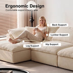 109" Cloud Couch Sectional for Living Room, Oversized Modular L Shaped Sofa with Ottoman, Deep Seat Chenille Sectional Couch, Convertible Sofa Bed for Ultimate Comfort(Lvory White)