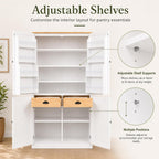 71" Tall Kitchen Pantry Storage Cabinet with 8 Door Shelves and 2 Storage Compartments, Two-Tone Freestanding Food Pantry Cabinet with Adjustable Shelves for Kitchen, Dining Room