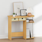 Furinno Jaya 32-Inch Oak Entryway Table with 2 Fabric Drawers, Console Table with Open Shelves, Behind Sofa Couch Tables, for Living Room, Entryway, Hallway, Beech