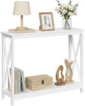 ZenStyle Sofa Side Console Table with 2 Storage Shelves Narrow Accent Table for Entryway/Hallway/Living Room, 39.3in L x 11.8in W x 31.6in H (White, 39.3 inch)