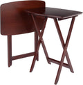 Winsome Darlene Set of 2 Foldable Snack Tables, Walnut, 26" | Easy to Store Portable Fold Up Table Set for Kitchen, Living Room TV Dining, Crafts, Puzzles, Work From Home