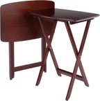 Winsome Darlene Set of 2 Foldable Snack Tables, Walnut, 26" | Easy to Store Portable Fold Up Table Set for Kitchen, Living Room TV Dining, Crafts, Puzzles, Work From Home