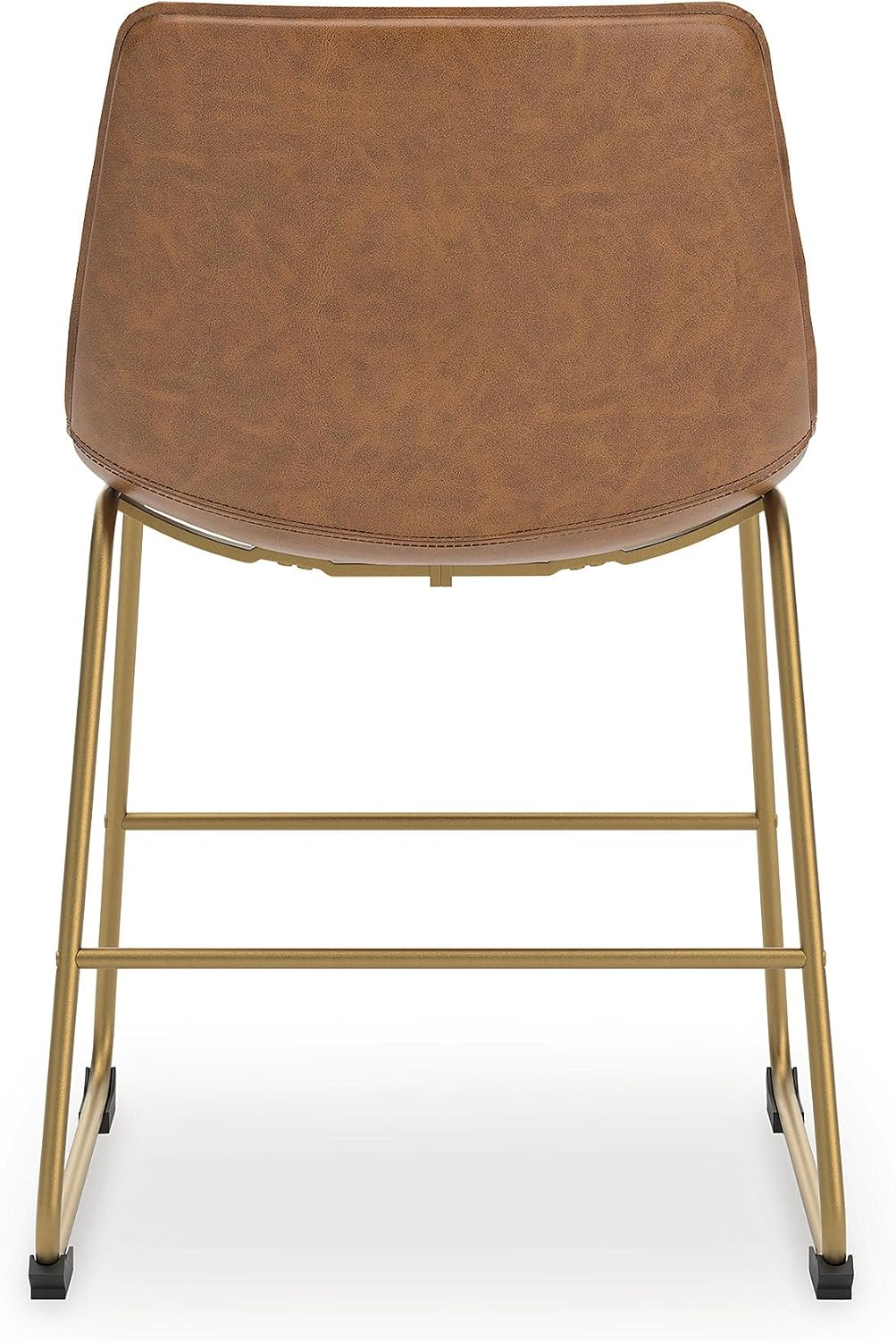 Signature Design by Ashley Crandox Dining Chairs Set of 2, Mid Century Modern Bucket Seat, Faux Leather Upholstery with Gold Legs, Casual Seating for Kitchen and Dining Rooms, Light Brown