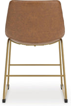 Signature Design by Ashley Crandox Dining Chairs Set of 2, Mid Century Modern Bucket Seat, Faux Leather Upholstery with Gold Legs, Casual Seating for Kitchen and Dining Rooms, Light Brown