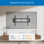 Mount-It! Heavy Duty XXL Fixed TV Mount for Extra Large TVs, Ultra Low Profile Wall Mount, max VESA 900x600, Holds 264lb, Flush TV Mount for 60", 65", 70", 75", 80", 85", 90", 100",120"
