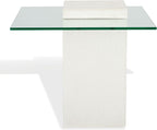 SAFAVIEH Couture Collection - Sophibeth Ivory Concrete and Glass Accent Table, Contemporary Modern Side Table, Sculptural Display Design (SFV2610A)