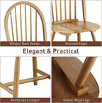POWERSTONE Dining Chairs Set of 2, Wood Windsor Chairs with Spindle Back Country Farmhouse Dining Chair Kitchen Room Chair Oak