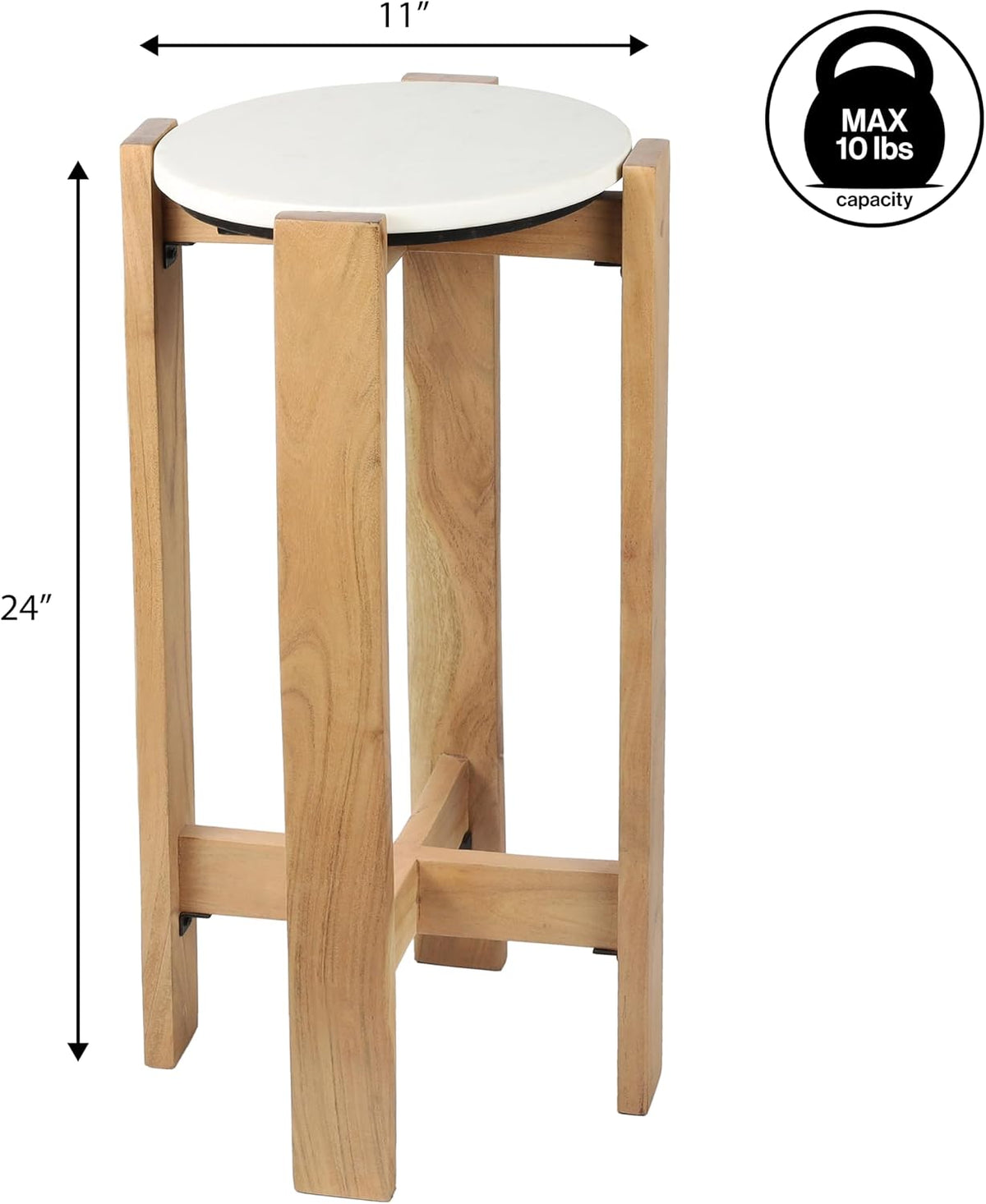 JONATHAN Y Elena 24" Acacia Wood Round Drink Table with Glossy Top, Minimalist Small Side Accent Table for Small Spaces in Living Room, Modern Martini Pedestal Table with Cross Base END3003A