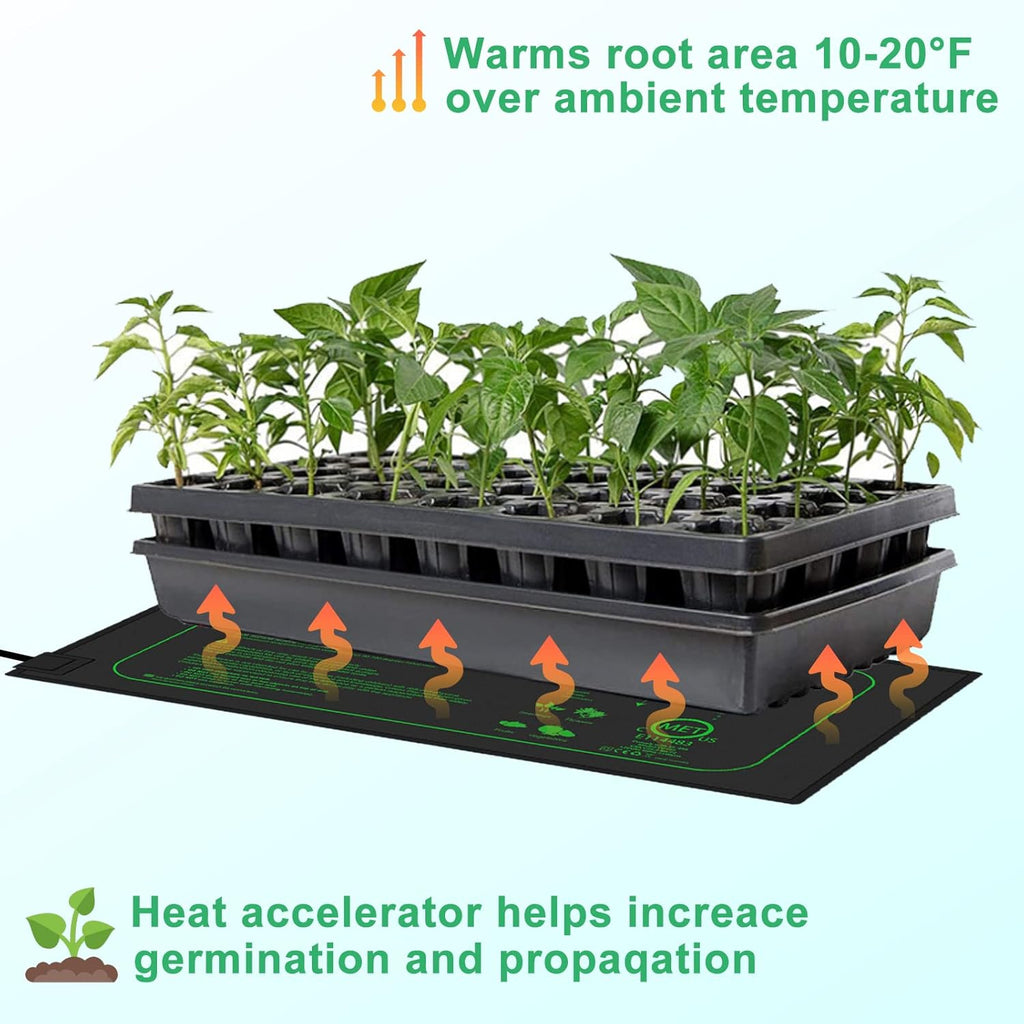 GYTF 21W Seedling Heat Mat for Seed Starting, 10" x 20.75" Waterproof Heating Pad for Indoor Plants Germination Hydroponic, MET Standard - 2 Pack