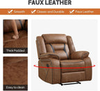 EBELLO Manual Recliner Sofa Set, Faux Leather Reclining Living Room Furniture Set, Included Recliner Chair and 3 Seat Manual Recline Sofa, Brown