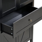71" Tall Arched Pantry Cabinet, Modern Kitchens Storage Cabinet with Doors, Drawers and Shelves, Freestanding Cupboard for Dining Room Living Room (Black)