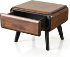Furniture of America Nazaen Modern 2-Piece Coffee Table Set, Rich Walnut | Solid Wood 48-inch Coffee Table and 25-inch End Table with Drawers and Splayed Legs for Living Room, Home Office