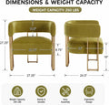 Modern Barrel Accent Chairs Set of 2, Living Room Side Chairs with Golden Metal Legs, Soft Velvet Reading Armchairs for Bedroom, Upholstered Club Chair for Reception Room/Office, Olive