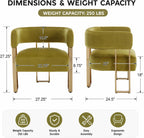 Modern Barrel Accent Chair, Living Room Side Chair with Golden Metal Legs, Soft Velvet Reading Armchair for Bedroom, Upholstered Club Chair for Reception Room/Lounge/Office, Olive