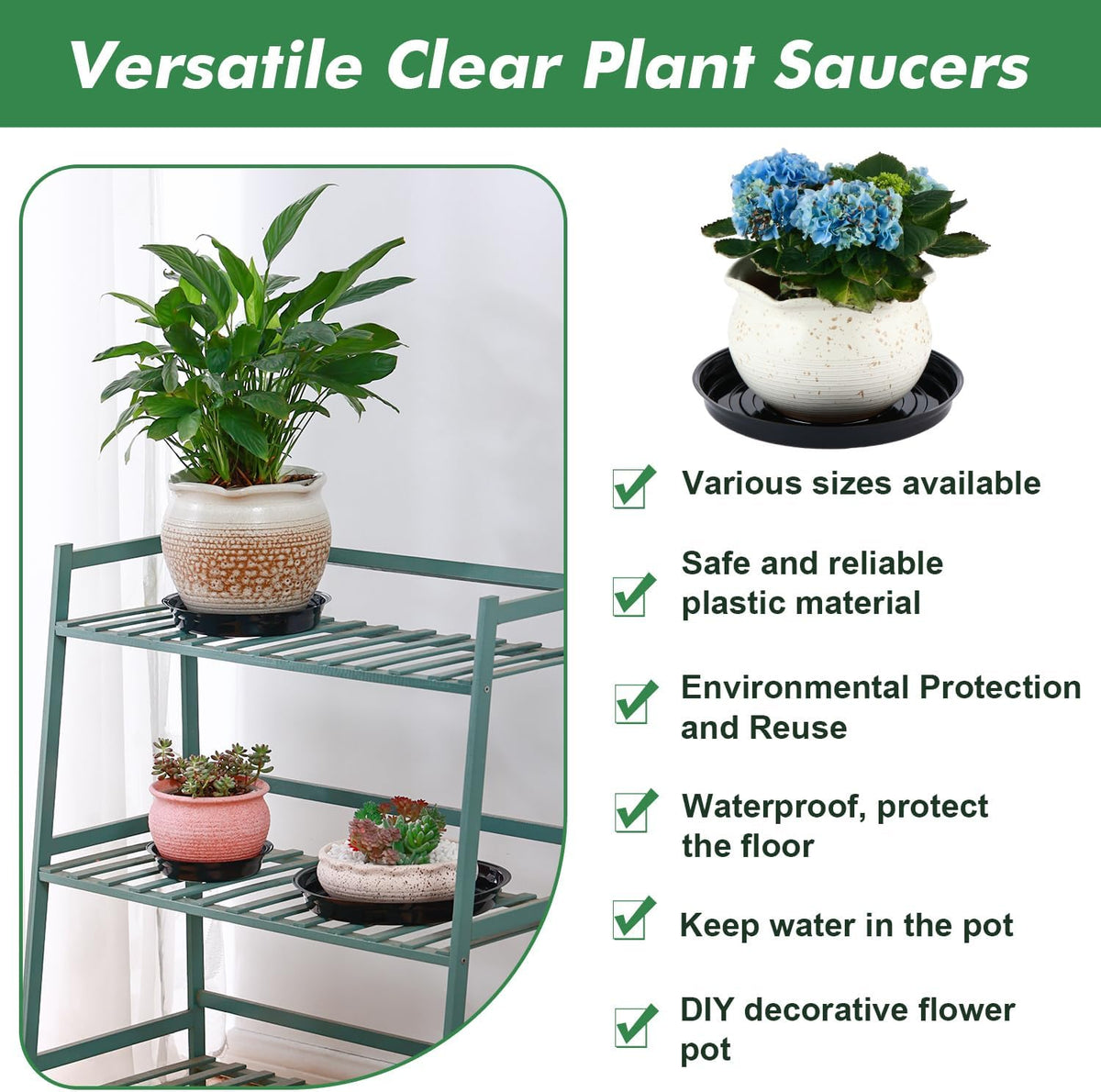 20 Pack 6 Inch Plant Saucer, Black Plant Saucers for Indoors No Holes, Plastic Plant Saucer for Plant Pots Plant Water Catcher Tray, Small Flower Pot Saucers Bulk Plant Drip Trays for Potted Plants