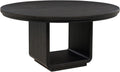 Coaster Home Furnishings - Leandro - Wood - Round Dining Table with Pedestal Base, Ash Veneer and Curved Edges - Dining Room & Kitchen - 60-Inch - Burnished Black - 115390