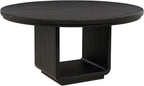 Coaster Home Furnishings - Leandro - Wood - Round Dining Table with Pedestal Base, Ash Veneer and Curved Edges - Dining Room & Kitchen - 60-Inch - Burnished Black - 115390
