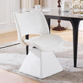 Swivel Dining Chair, Modern Faux Leather Kitchen Chair, Upholstered Armless Side Chair with Metal Base for Dining Room, Desk, Vanity, 1 PCS (White)