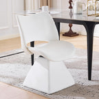 Swivel Dining Chair, Modern Faux Leather Kitchen Chair, Upholstered Armless Side Chair with Metal Base for Dining Room, Desk, Vanity, 1 PCS (White)