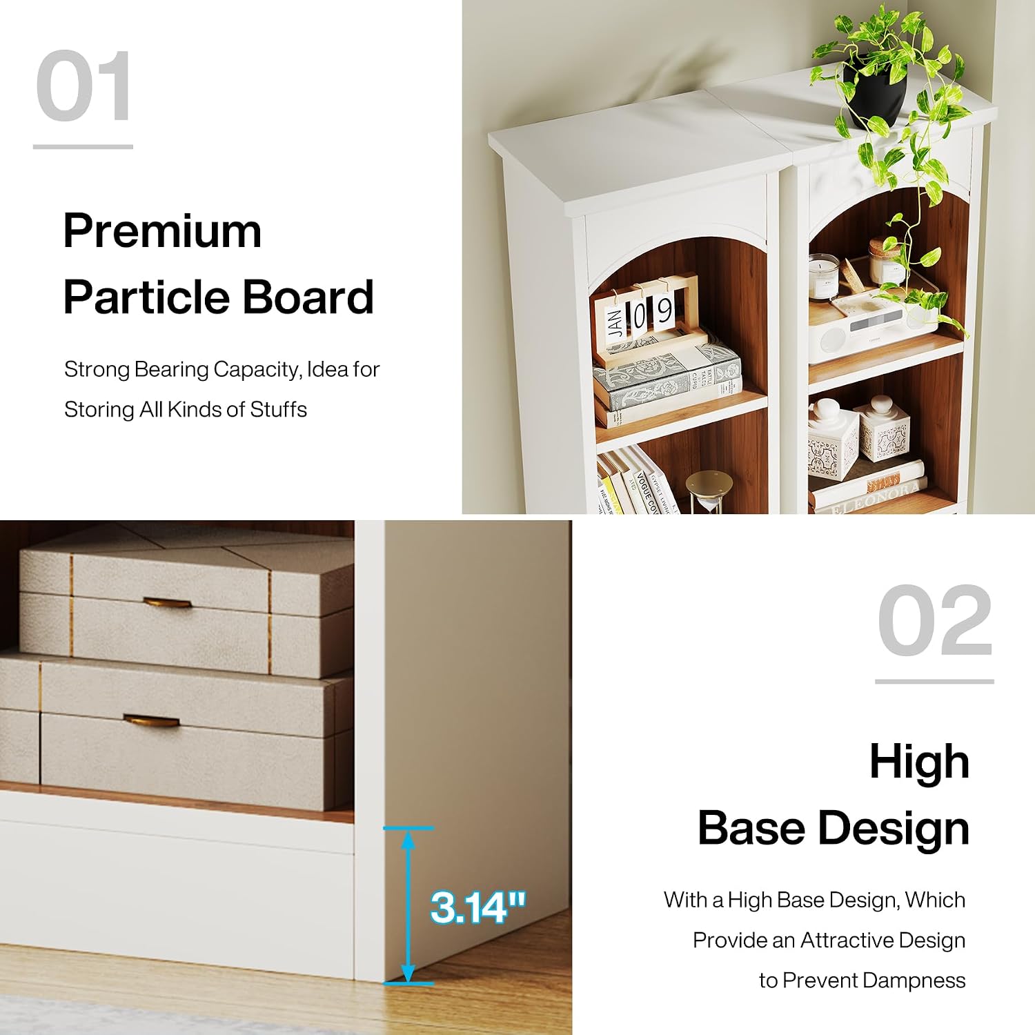 Tribesigns 70.9-Inch Tall Narrow Bookcase, 5-Tier Cube Bookshelf with Storage, Modern Slim Corner Display Shelves for Home Office, Living Room, White and Oak