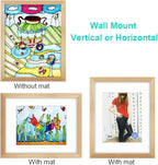 RPJC 11x14 inch Picture Frame Made of Solid Wood and High Definition Glass Display Pictures 8x10 with Mat or 11x14 Without Mat for Wall Mounting Photo Frame Natural