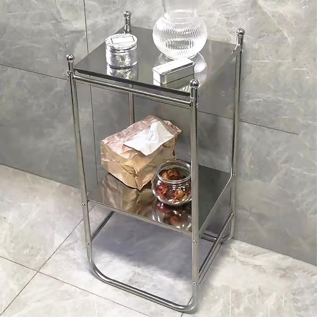 Stainless Steel Side Table,mid-Century Modern Nightstand,Minimalist 3 Tier Storage Shelf for Bathroom Bedroom Kitchen Livingroom Sofa