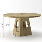 47.24 Inch Round Dining Table for 4-6 Kitchen Dining Table with Storage Shelf Wooden Pedestal Base Space Saving Design for Kitchen Dining Room Apartment Natural Farmhouse Style Only Table