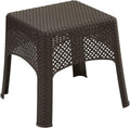 Plexon Woven Side Table, Earth Brown, 20" D x 20" W x 18" H, Durable All-Weather Wicker, UV Protected, Stacks for Easy Storage