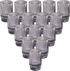 Serene Spaces Living 3.75in Smoke Ribbed Glass Votive Holder, Decorative Centerpiece for Wedding, Christmas, Thanksgiving, Dining Table, Home Décor, 2.25" Diameter & 3.75" Tall, Pack of 32