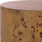 SAFAVIEH Home Collection - Siya Natural Brown Accent Table, Round Drum Side Table, Burl Wood Look, Fully Assembled (ACC6611A)