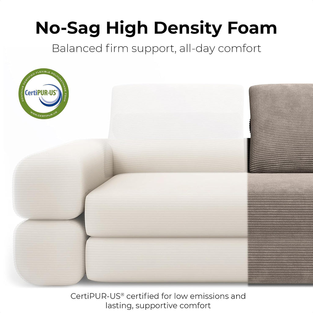 LIKIMIO FlipNest Convertible Sleeper Sofa Bed Floor Sofa 3-in-1 No Assembly, Foldable Mattress with Corduroy Upholstery Light Brown, Lounge Loveseat Couch for Living Room Studio Guest Room
