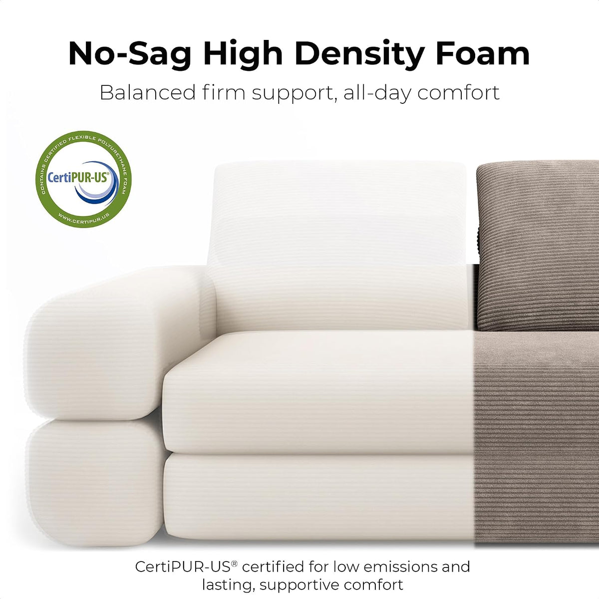 LIKIMIO FlipNest Convertible Sleeper Sofa Bed Floor Sofa 3-in-1 No Assembly, Foldable Mattress with Corduroy Upholstery Light Brown, Lounge Loveseat Couch for Living Room Studio Guest Room