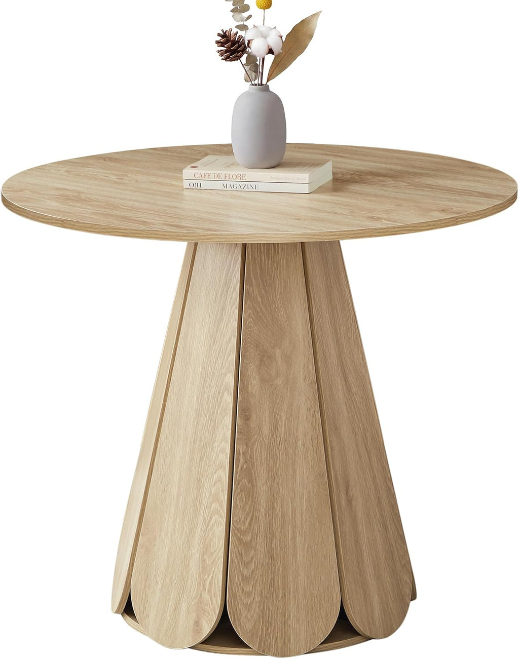 31.5" Round Dining Table for 2-4 People, Modern Small Kitchen & Dining Room Table with Pedestal Base, Space Saving Farmhouse Wood Table for Apartment & Small Spaces, Natural