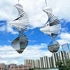 Hanging Wind Spinners,3D Spiral Highly Reflective Stainless Steel Metal Wind Spinner Outdoor Garden Decor,Decorations to Scare Away Yard Birds12in 2Pcs