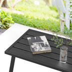 C-Hopetree Small Metal Outdoor Coffee Side Table for Outside Patio, Rectangle, Black