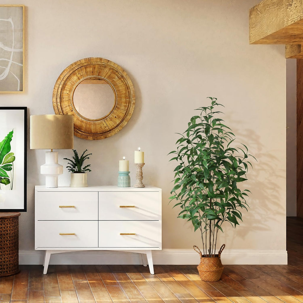 Artificial Eucalyptus Tree,5Ft Tree Fake Plant in Pot for Home and Office Decor,Potted Faux Plants Tall Artificial Trees for Indoor